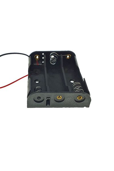 OEM Carcasă cu suport și conectori cu 2 fire, pentru două baterii AAA R3, fabricată din plastic negru