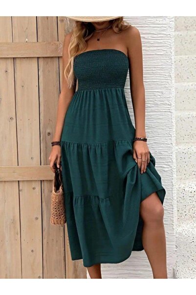 BY BASAK collection Γυναικείο Στράπλες Μακρύ Φόρεμα Aerobin με Ελαστικό Στήθος