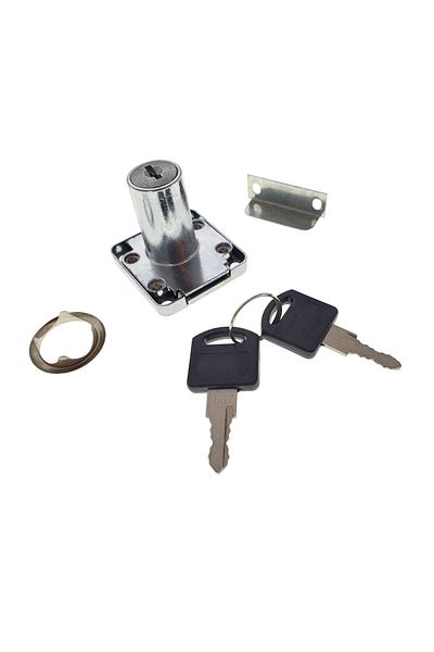 OEM Set de încuietori pentru mobilă, FAM-65367, cu cilindru și 2 chei, cromate, dimensiuni 41 x 40 x 38 mm