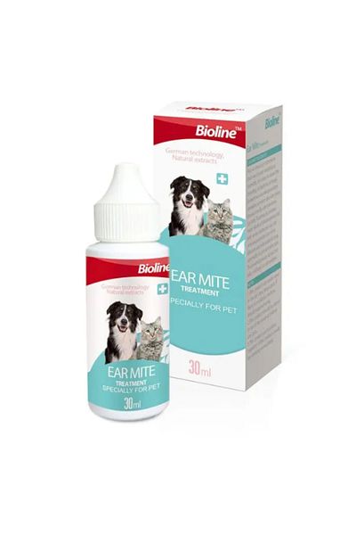 Bioline Ear Mite Treatment for Dogs & Cats, 30ml - Natural & Effective