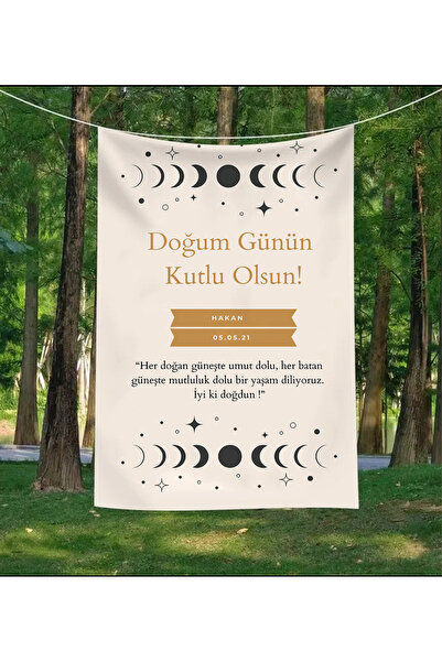 GREENDECOR Kişiye Özel Doğum Günü Duvar Örtüsü İyi ki Doğdu Happy Birthday İs...