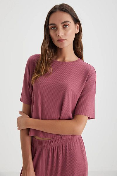 Penyemood Dusty Rose Women's Combed Cotton Suit Modern Home Wear C7T5N49