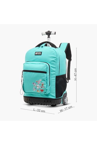 BT21 Printed Trolley Backpack with Retractable Handle - 18 inches