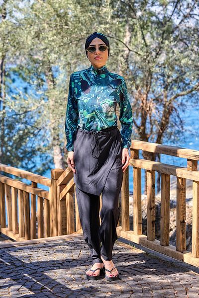 NS TASARIM MAYO Allerli Seren Pattern Design Hijab Jumpsuit Swimsuit