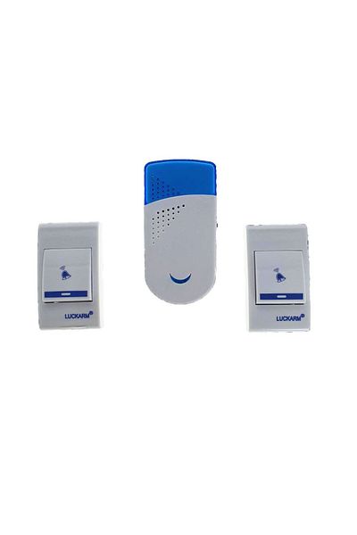 LUCKARM Sonerie 5603, fără fir, cu două butoane, 32 de melodii, alb cu albastru