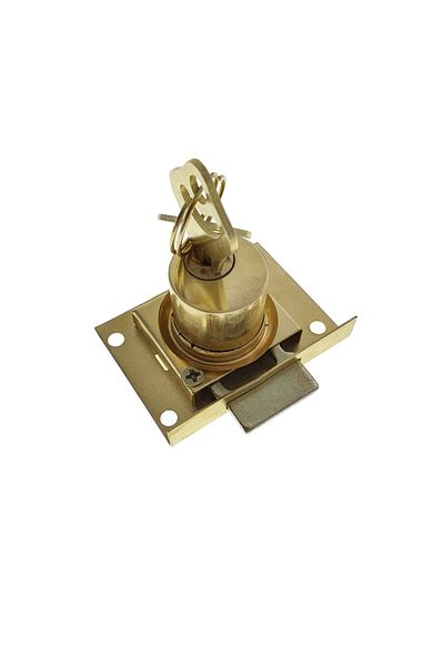 OEM Set de încuietori pentru mobilă, FAM-65368, cu cilindru și 2 chei, alamă, dimensiuni 54 x 40 x 30 mm