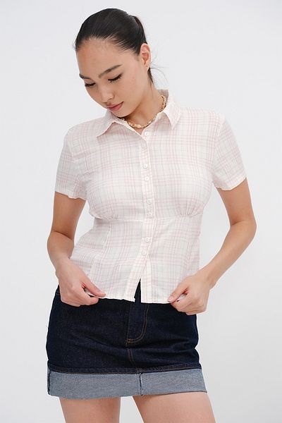 Addax Plaid Short Sleeve Shirt G17146