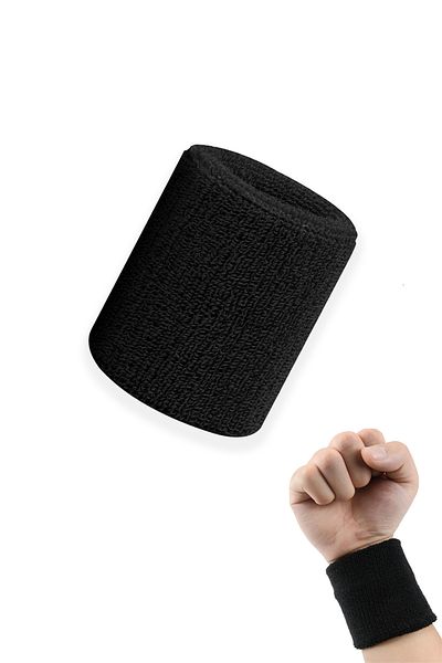 Factorial Towel Hand Wristband Black Strong Water Absorbent Flexible Sportsman Hand Wristband Multipurpose Sweatband Accessory