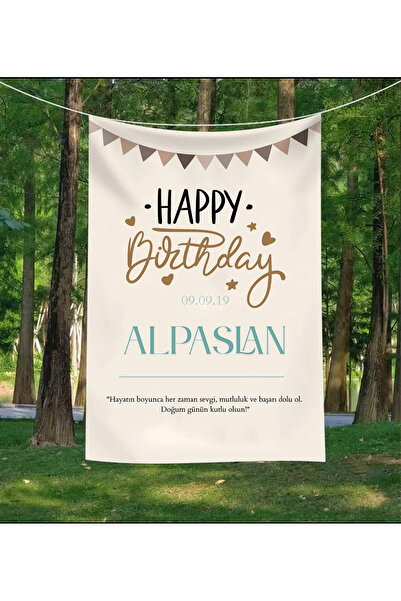 GREENDECOR Kişiye Özel Doğum Günü Duvar Örtüsü İyi ki Doğdu Happy Birthday İs...