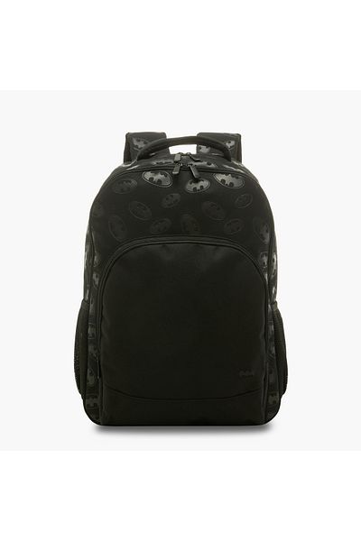 Warner Bros All-Over Batman Print Backpack with Adjustable Shoulder Straps and Zip Closure - 18 inches
