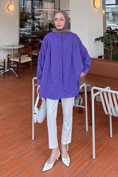lamelif Cuff Tunic Purple