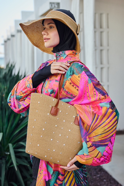 Remsa Mayo Stoned Straw Bag Τσάντα παραλίας 2006 Camel