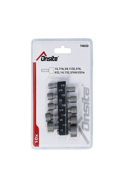 Onsite 10-Piece Durable Chrome Vanadium SAE Nut Driver Bit Set