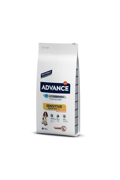 Advance Hrană uscată pentru câini Advance Dog Sensitive Medium-Maxi Adult cu somon și orez, 12 kg