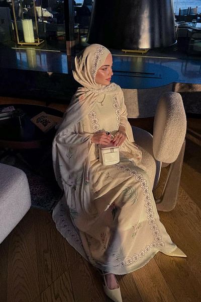 carell Preferința lui Kübra Koç Rosmina Cream Flush Kaftan