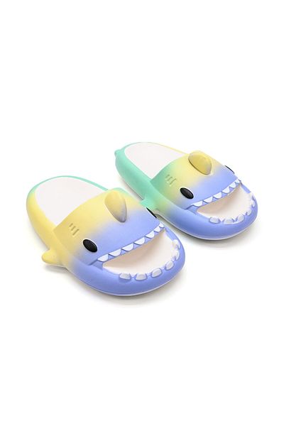 Tmall Slippers for Women and Children,Shark Shape,Gradient Colors,Foam,PC01,Yellow