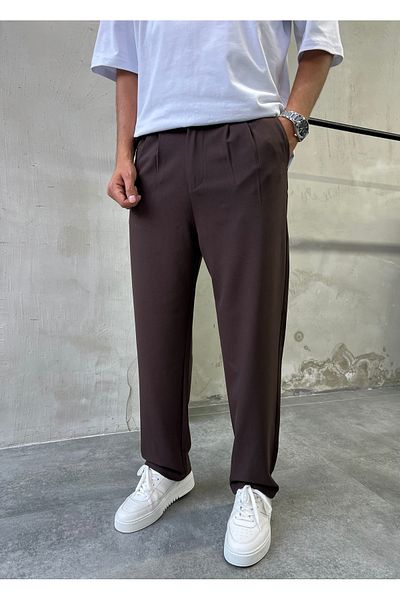 DİFRANSEL Comfortable Fit Pleated Fabric Baggy Pants