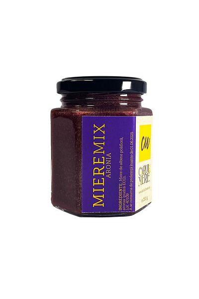 CARUL CU MIERE Honey with Aronia, Bee honey with Aronia 250g, MiereMix, Carul cu Miere