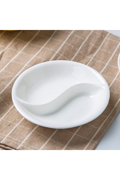 ARVALE 2 Compartment Ceramic Sauce Bowl and Snack Bowl Breakfast Set (6Pcs)