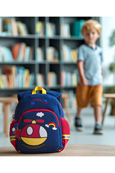 Bonfino Bonfino School Bag Helicopter Themed, Padded Straps, Blue - 12 Inches