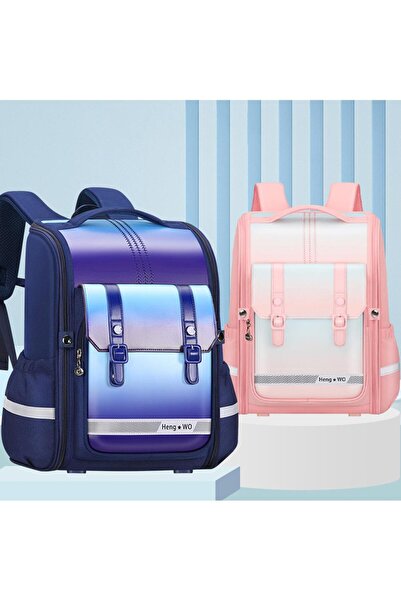 Bonfino Bonfino School Bag, Night Reflective Light, S-Spine Curve Support, Navy Blue - 17 Inches