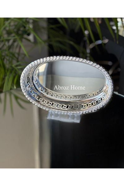 ABROZ HOME DESIGN Silver Plated Oval Bread Basket / Small Size