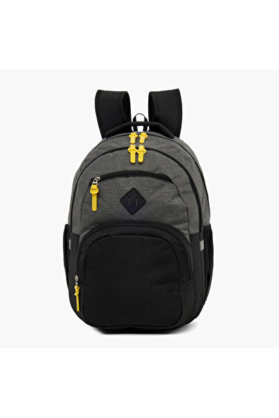 Juniors Colourblock Backpack with Adjustable Straps and Zip Closure - 18 inches