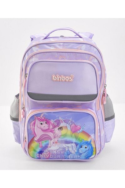 Bonfino Bonfino Unicorn Themed School Bag, Padded Shoulder Straps, Purple - 17 Inches