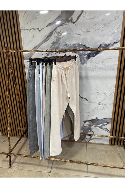 PASSWORD Men's Waist Lace-Up Cotton Linen Baggy Pants