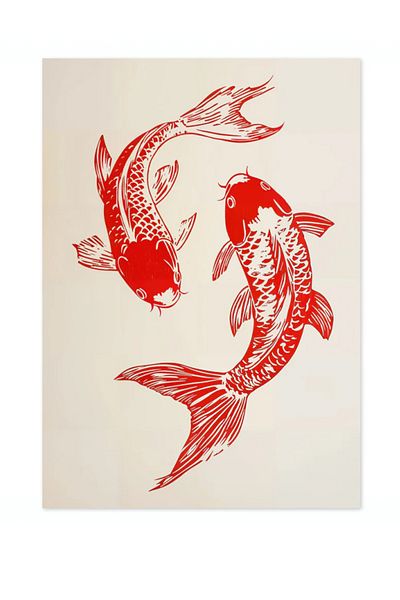 Taranist Αφίσα - Δύο Koi Fish Zen Harmony Αισθητική Ιαπωνική Τέχνη