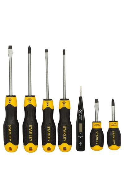 Stanley 6-Piece Combination Screwdriver Set with Bonus Tester Black and Yellow