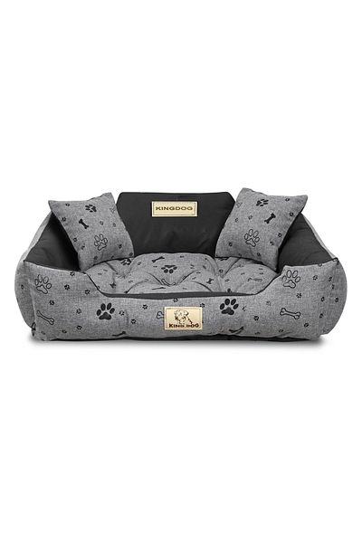 shumee Pat pentru câini KINGDOG 75x65 cm, personalizat, impermeabil, cu oase, negru