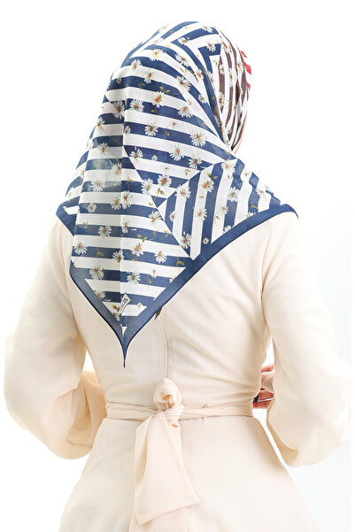 sefamerve Μαλακό κασκόλ Karaca 81057-05 Navy Blue White