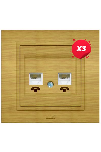 ELBI ELECTRIC X3 - Zena Maple Double Telephone Socket Euro ST