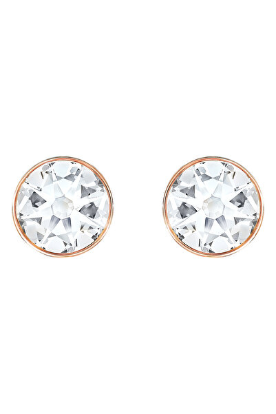 Swarovski Forward küpe gömlekleri, Yuvarlak kesim, Beyaz, Pembe altın rengi kaplama