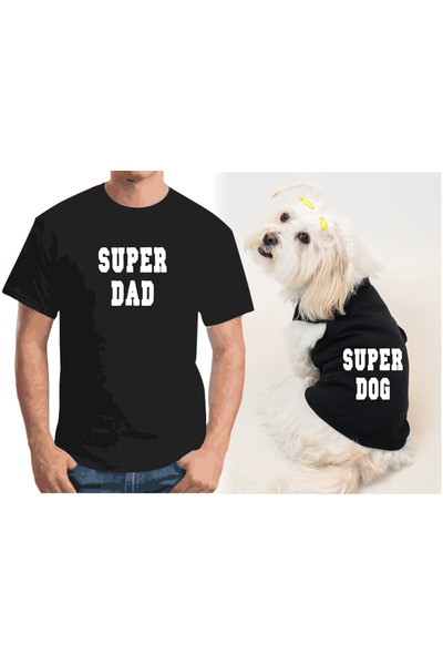 Buddy Store ملابس القطط والكلاب - قميص داخلي أسود وقميص بشري من مجموعة Kobini (قطن ممشط 100%).
