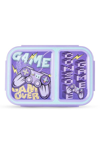 NovaKids 2 Compartment Bento Lunch Box w/ Water Bottle-Gamer Mauve