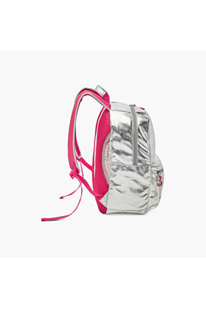 mattel Barbie Logo Print Backpack with Adjustable Straps and Zip Closure - 17 inches