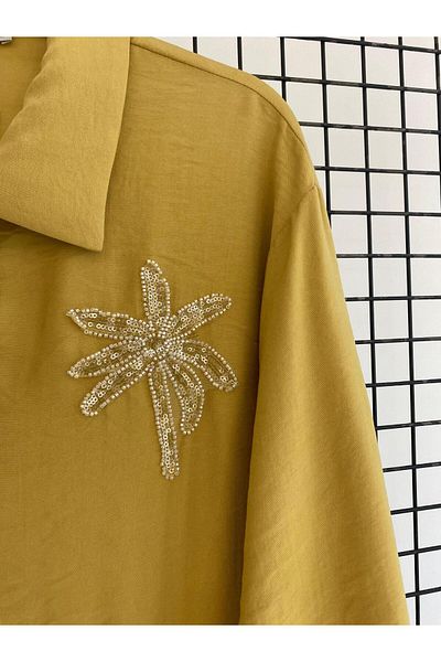 Armine TREND Stone Detail Shirt Collar Tunic-25Yt466