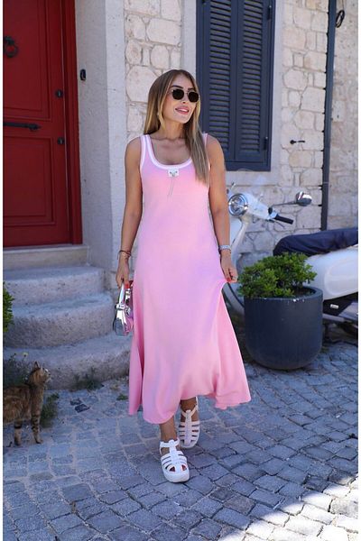 BUKETLİ Double Slit Ribbed Sleeveless Dress with Arma Detail