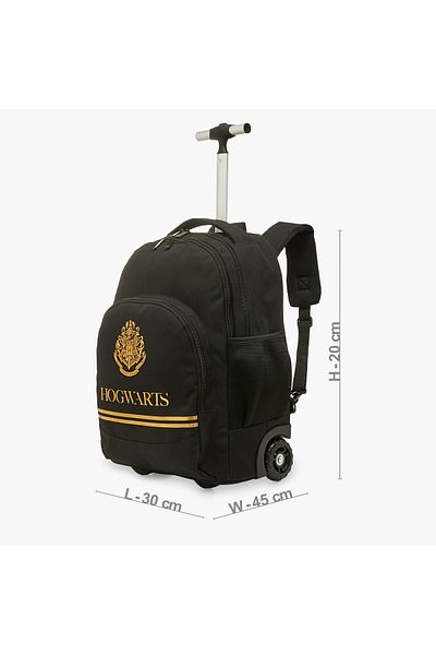 Warner Bros Hogwarts Print Trolley Backpack with Retractable Handle - 20 inches