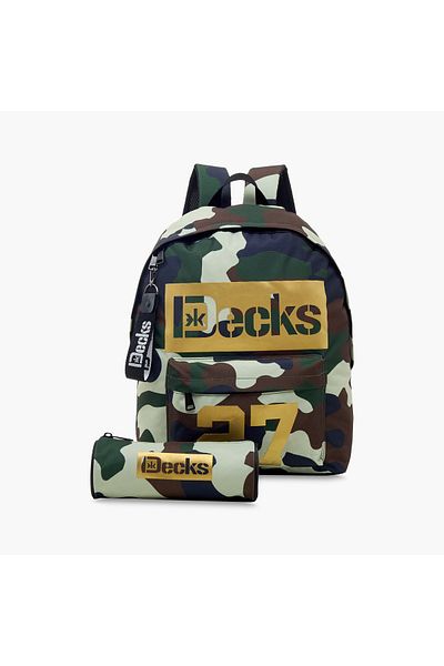 DECKS Juniors Camouflage Print Backpack and Pencil Pouch - 16 inches