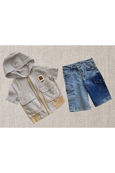 BİGÜMEX Set de vară pentru băieți cu pantaloni scurți din denim