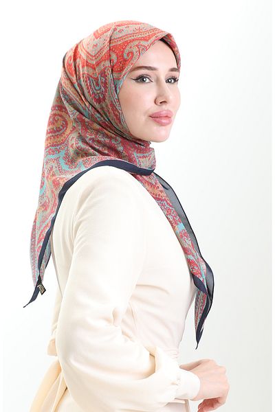 sefamerve Βαμβακερό κασκόλ Karaca με σχέδιο 81095-08 Navy Blue Pomegranate Flower