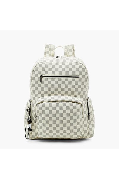 Juniors Checked Backpack with Adjustable Shoulder Straps and Zip Closure - 17 inches