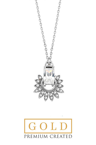 So CHIC... Beyaz Altın Sertifikalı Premium Created Baget Taşlı Kolye