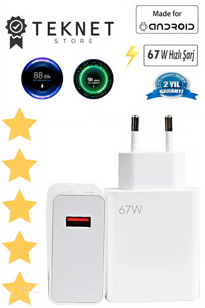 TEKNETSTORE Xiaomi Redmi Note 13 Pro / 13 / 12 Pro / 12 / 11 / 11 Pro Uyumlu 4g Turbo Şarj Aleti Adaptörü 67watt