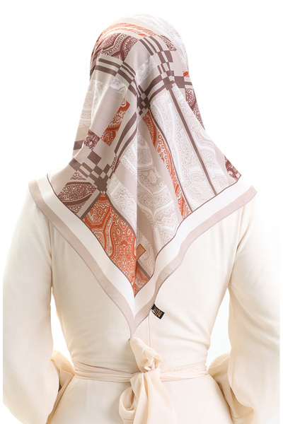 sefamerve Φουλάρι Karaca με σχέδιο Kupra 81089-04 Κρεμ πλακάκι