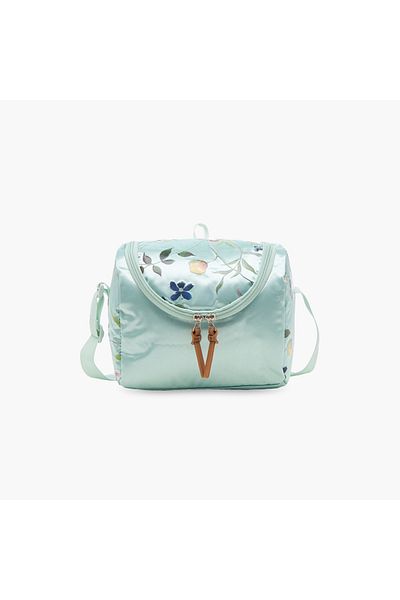 Juniors Floral Print Lunch Bag with Adjustable Strap and Zip Closure