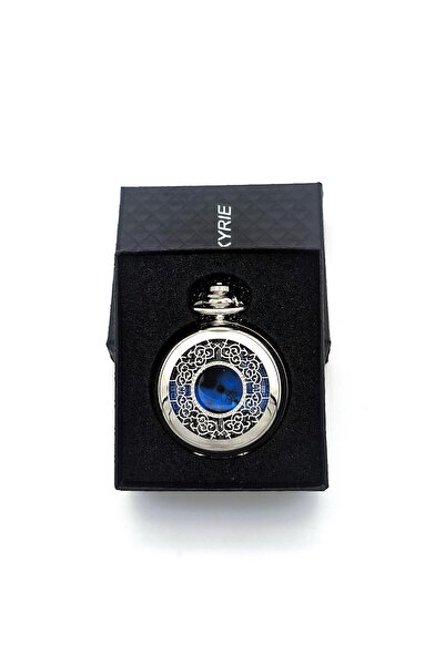 valkyrie Vintage Kutulu Gece Mavisi Retro Köstekli Cep Saati - Hediyelik Saat Gümüş